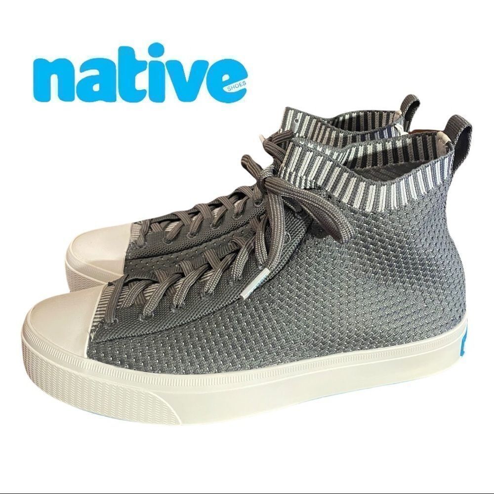 NEW Native "Jefferson 2.0 High Liteknit Dublin Grey Shell White Sneakers 8 10